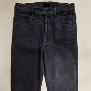 Mother: The Hustler Ankle Fray Jeans Black Wash Straight Ankle: Size 28